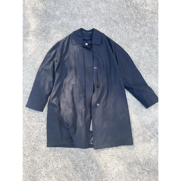 London Fog Vintage Coated Concelled Placket Trench Coat Lined Black Large - Picture 3 of 4